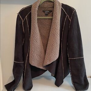 Cozy Black and Cream Teddy Jacket Size L